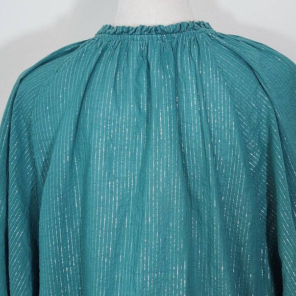 a.n.a Blue Boho Blouse with Full Sleeves Size XL Tall Blue and Silver Top - Picture 7 of 10